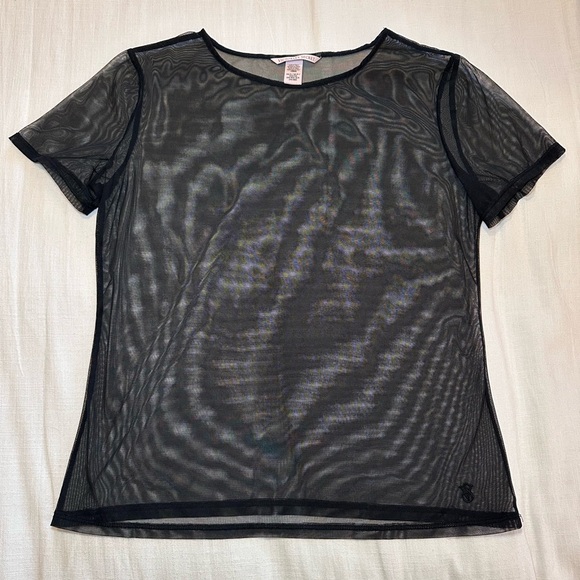 Victoria Secret Black Mesh Tee - Picture 2 of 7